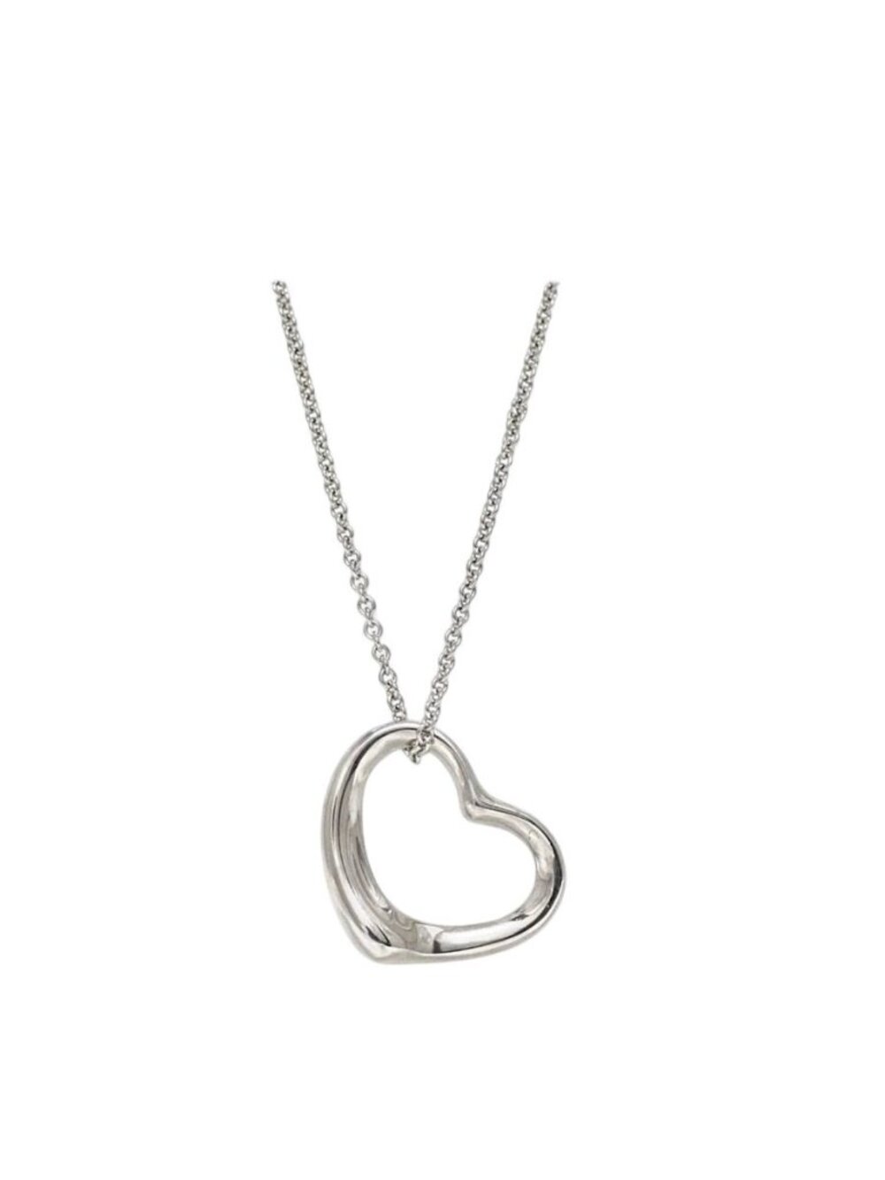 Tiffany & Co Open Heart Necklace Silver Elsa Peretti Polished 925 Sterling 22